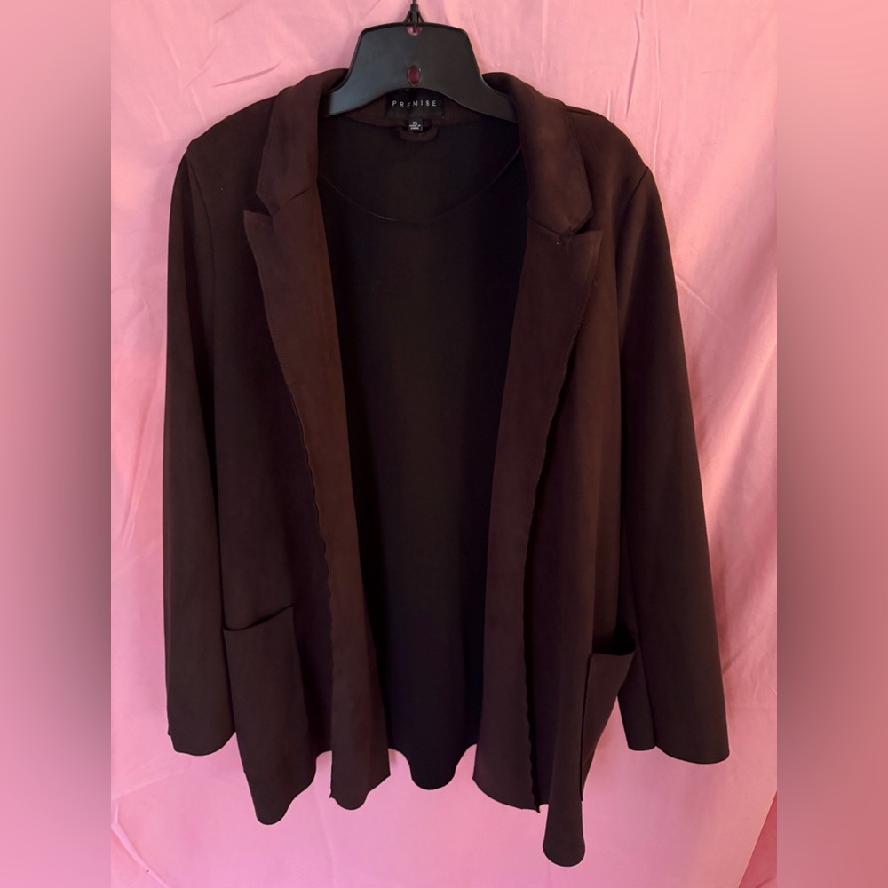 Faux leather blazer